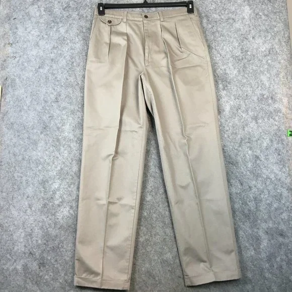 Dress Pants Savane Pleated Cuffed Pants Savane Men's Flat Front